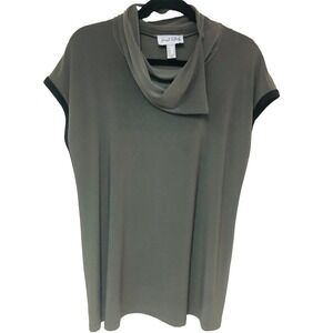 Joseph Ribkoff Womens Olive Tunic Mini Dress Slinky Cowl Office Minimalist Sz 10